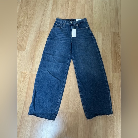 7 FOR ALL MANKIND Barrel Jeans Bonnie Curvilinear in Santa Cruz High Rise 25 NWT - Picture 8 of 11